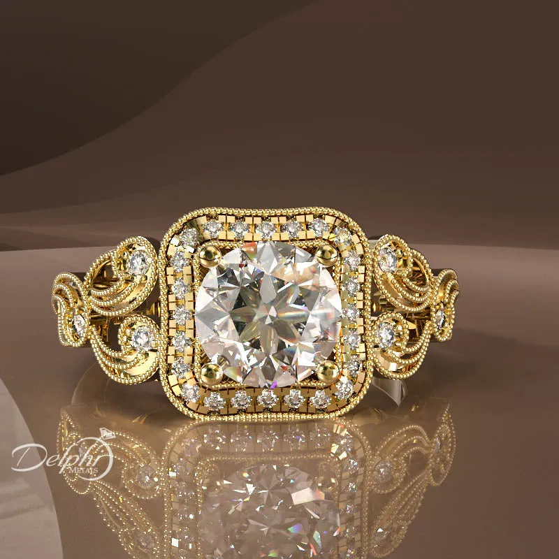 0.91ct Diamond Vintage Filigree Gold Engagement Ring - 02US56