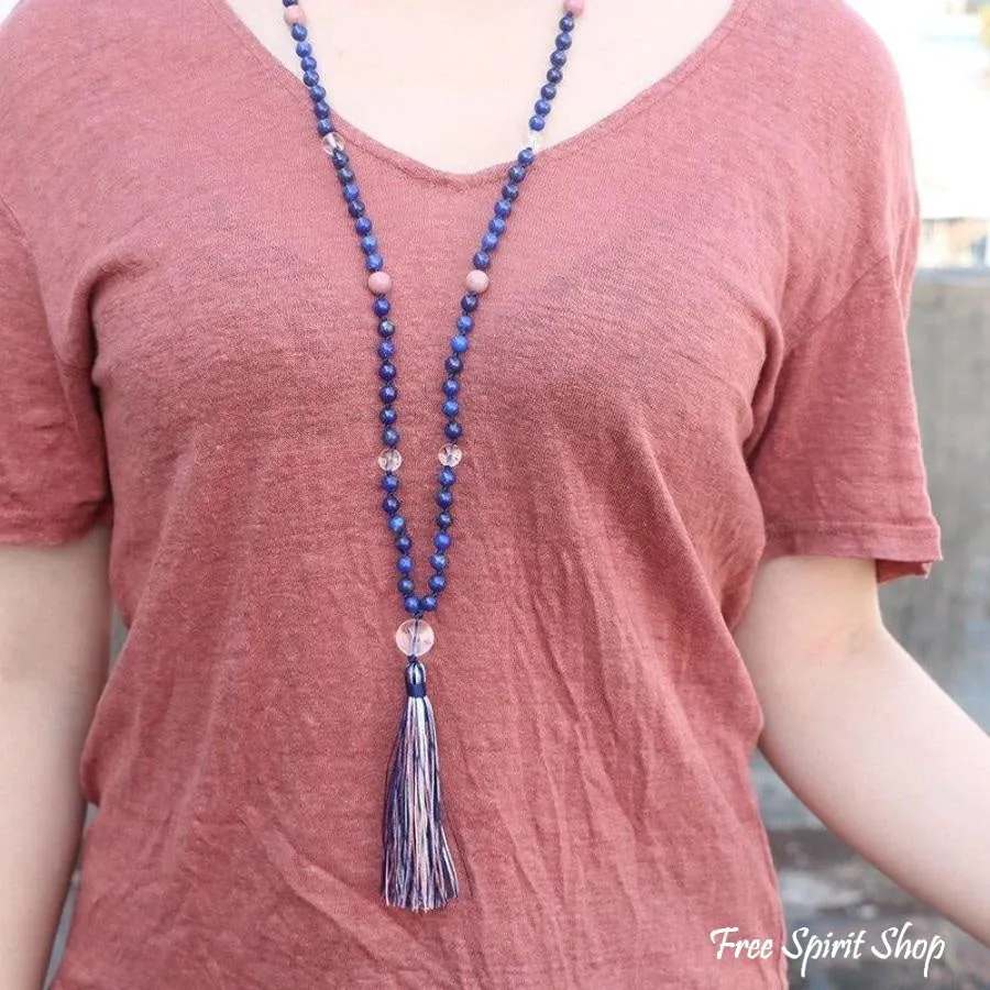 108 Lapis Lazuli & Rhodonite Mala Necklace