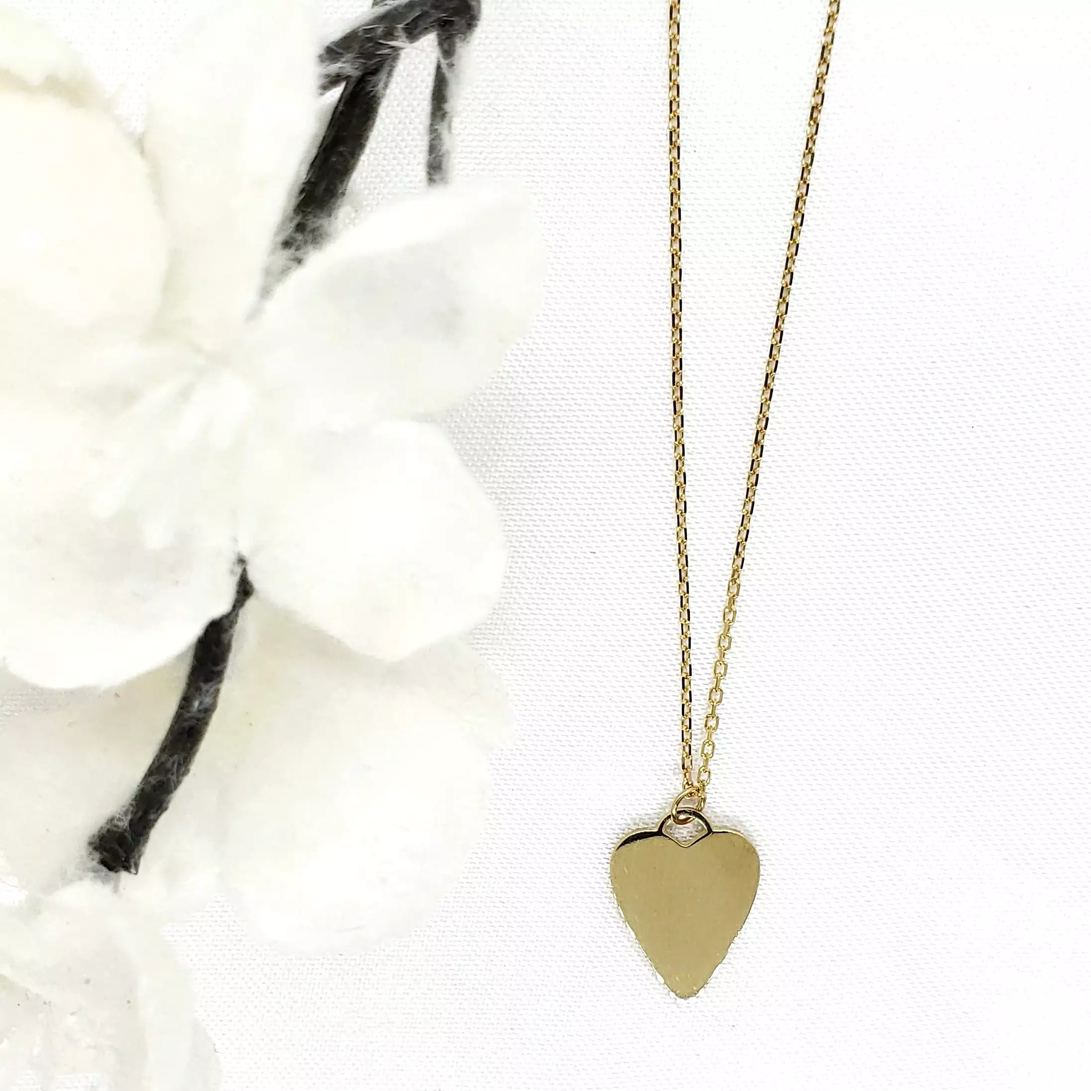 10k Gold Plain Elongated Heart Necklace Engravable