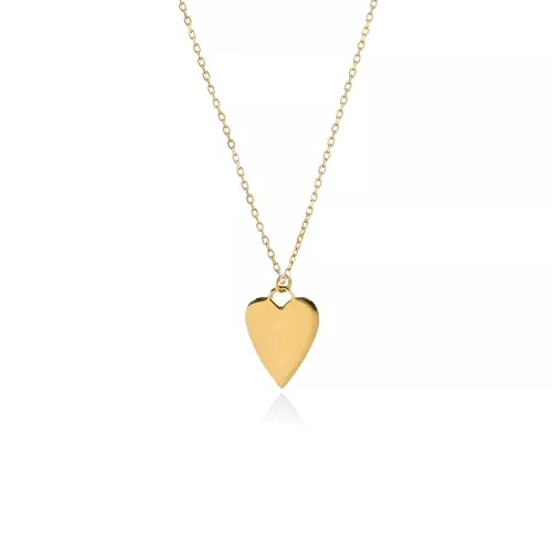 10k Gold Plain Elongated Heart Necklace Engravable