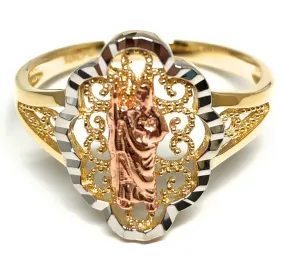 10k Solid Gold Tri-Color Saan Judas Filigree Ring (FC 78)