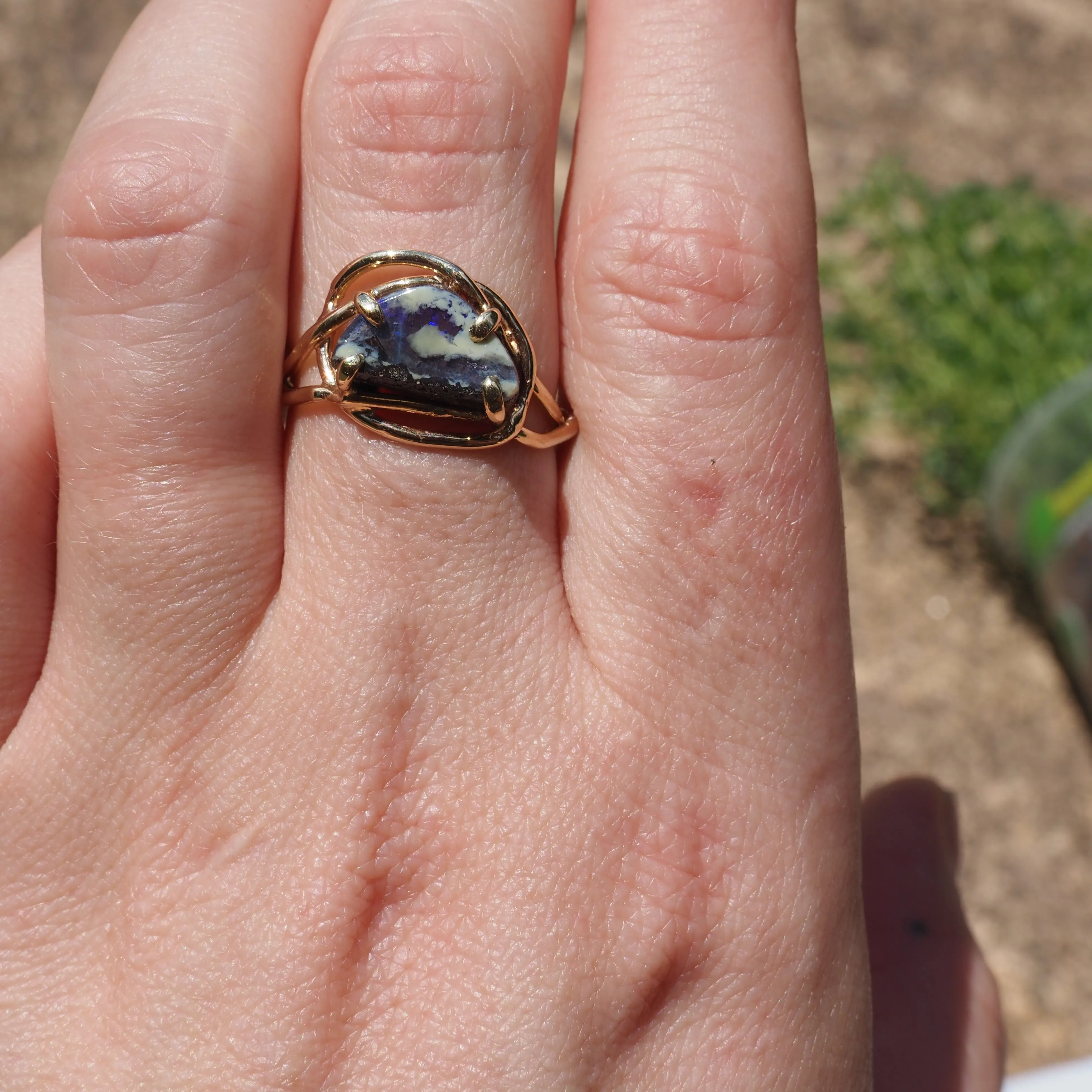 14k Australian Boulder Opal Flow Ring