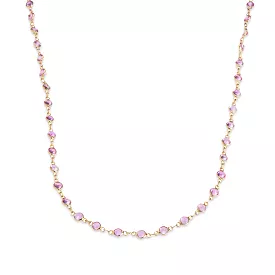 14K Gold Pink Sapphire Strand Necklace