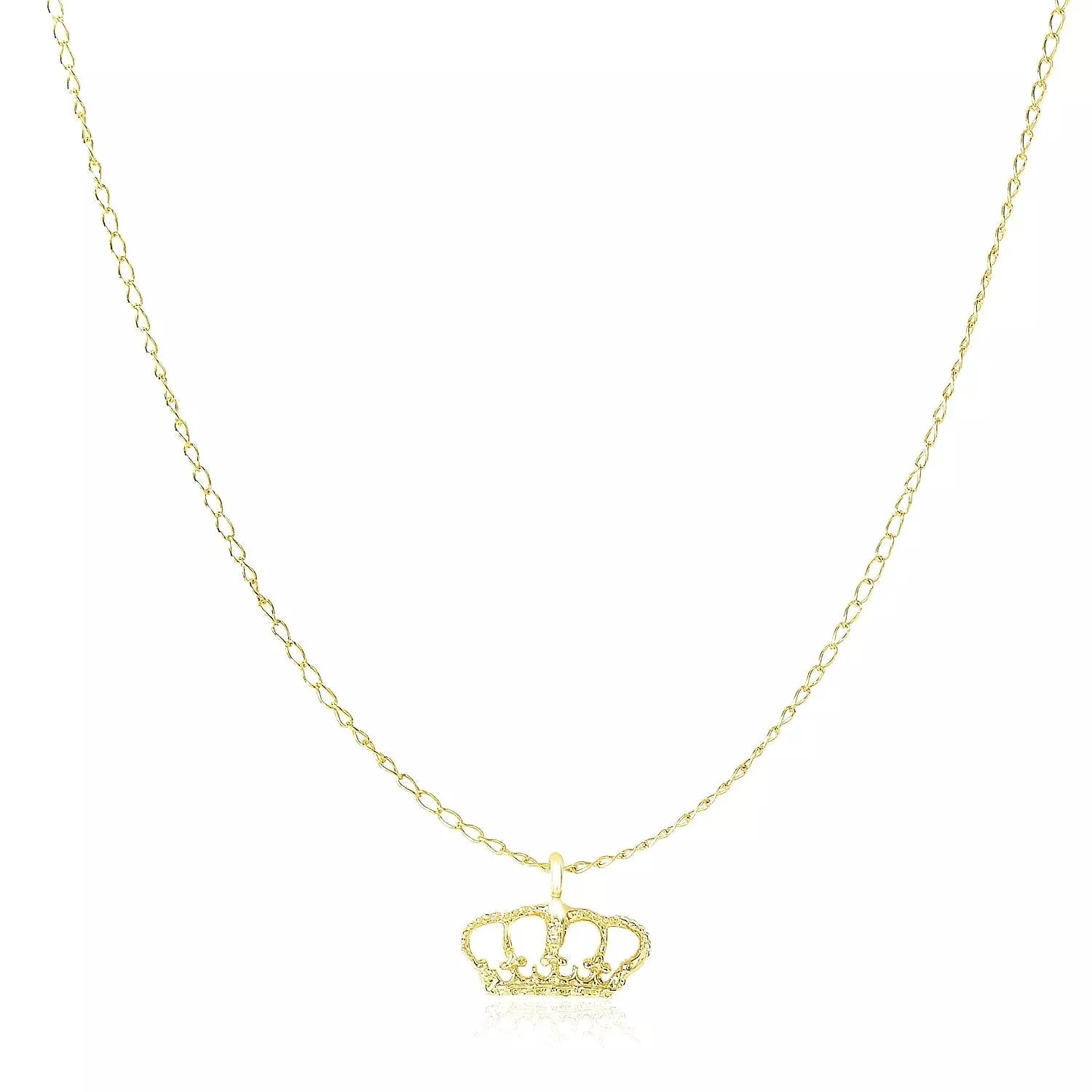 14k Yellow Gold Textured Crown Design Pendant