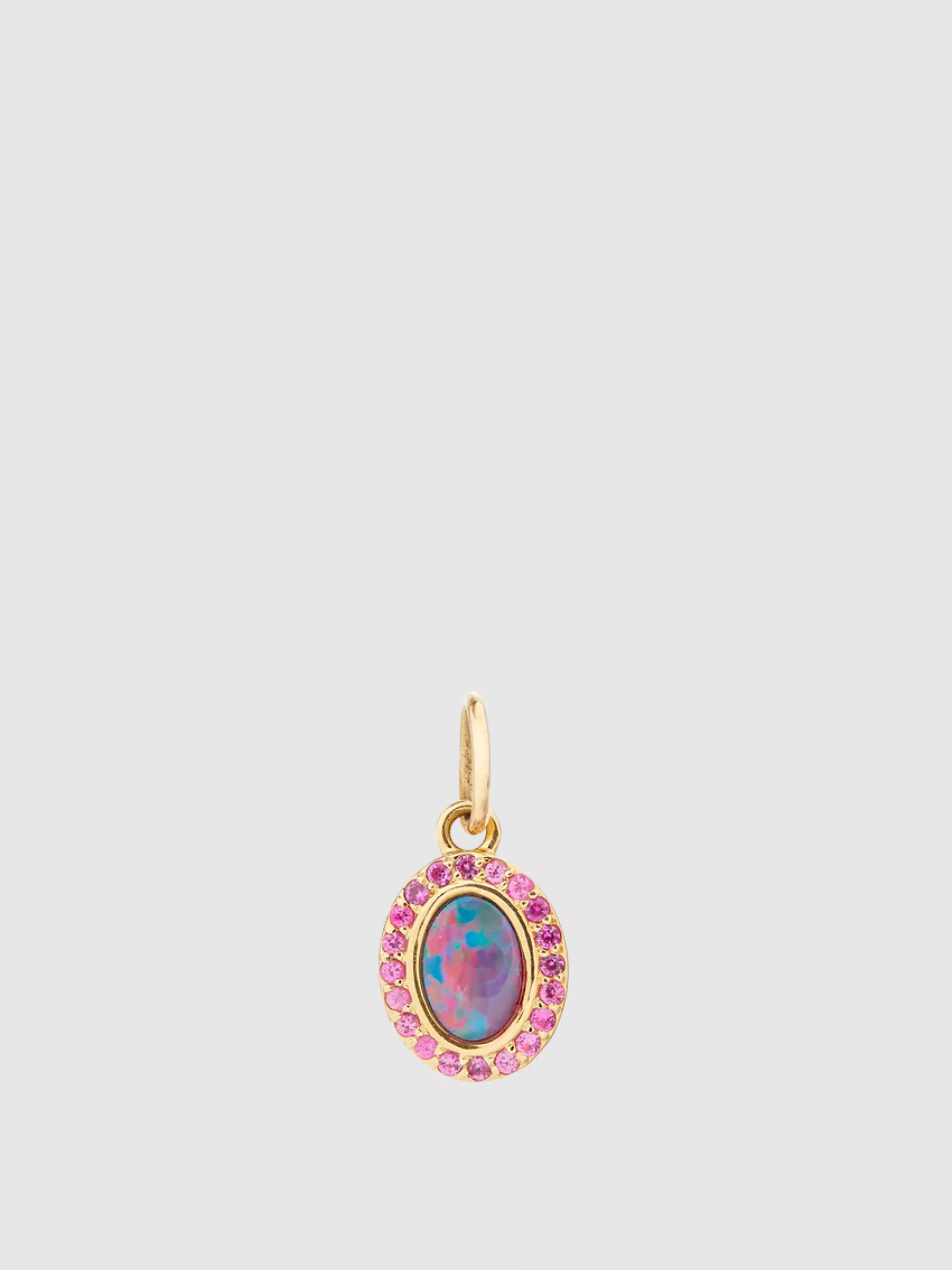 14k Yellow Gold with Australian Opal & Pink Sapphires Charm