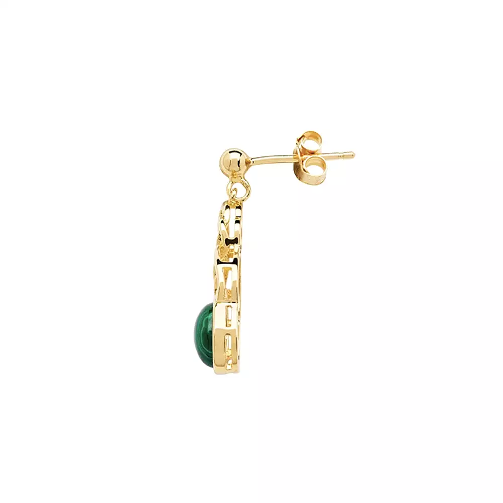 14kt Gold Vermeil Malachite Celtic Drop Earrings