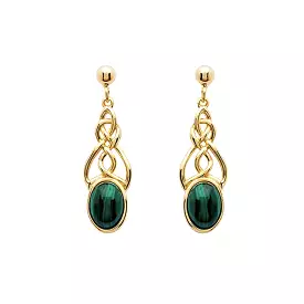 14kt Gold Vermeil Malachite Celtic Drop Earrings