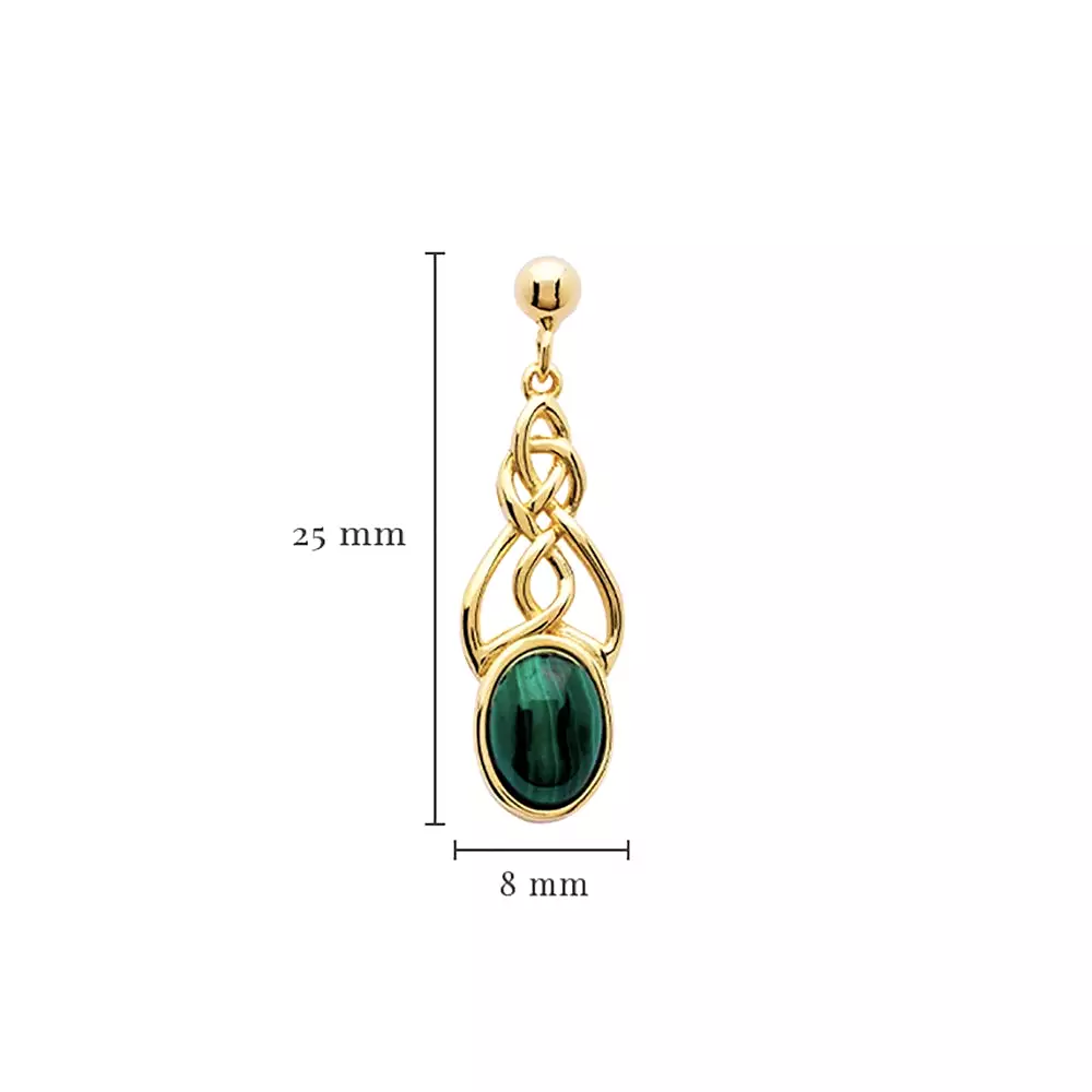 14kt Gold Vermeil Malachite Celtic Drop Earrings