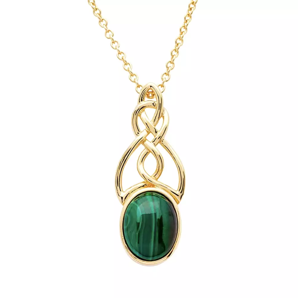 14kt Gold Vermeil Malachite Celtic Necklace