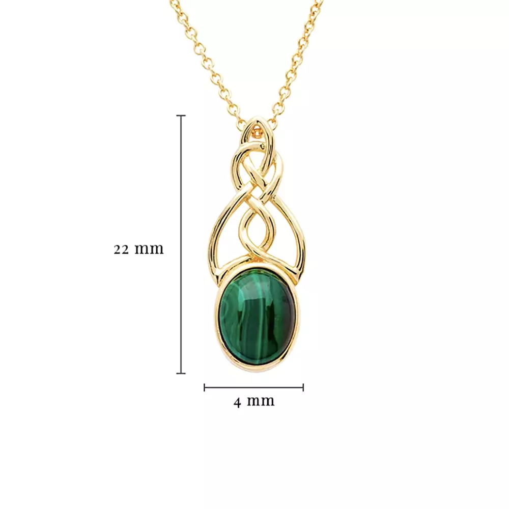 14kt Gold Vermeil Malachite Celtic Necklace