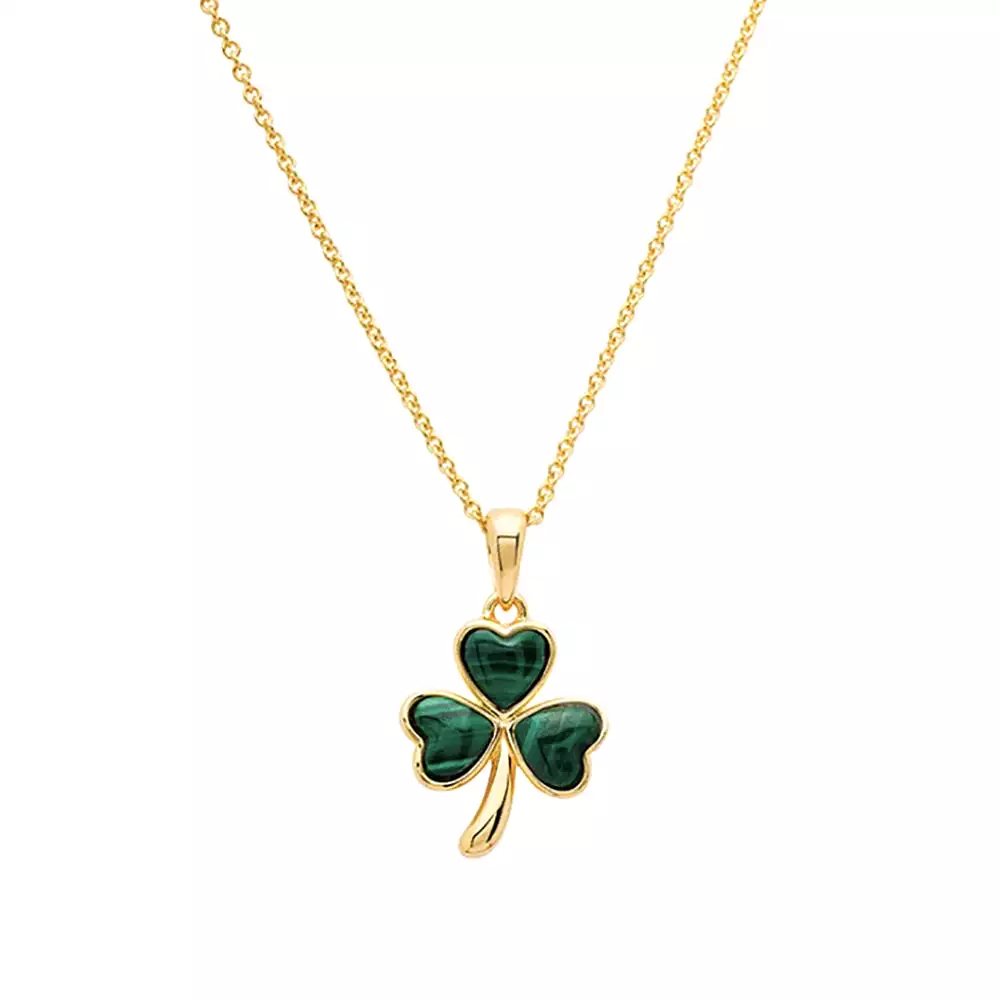 14kt Gold Vermeil Malachite Shamrock Pendant