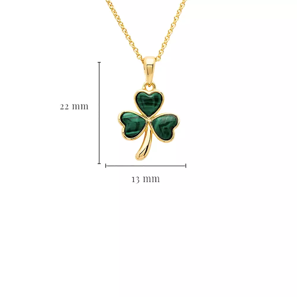 14kt Gold Vermeil Malachite Shamrock Pendant