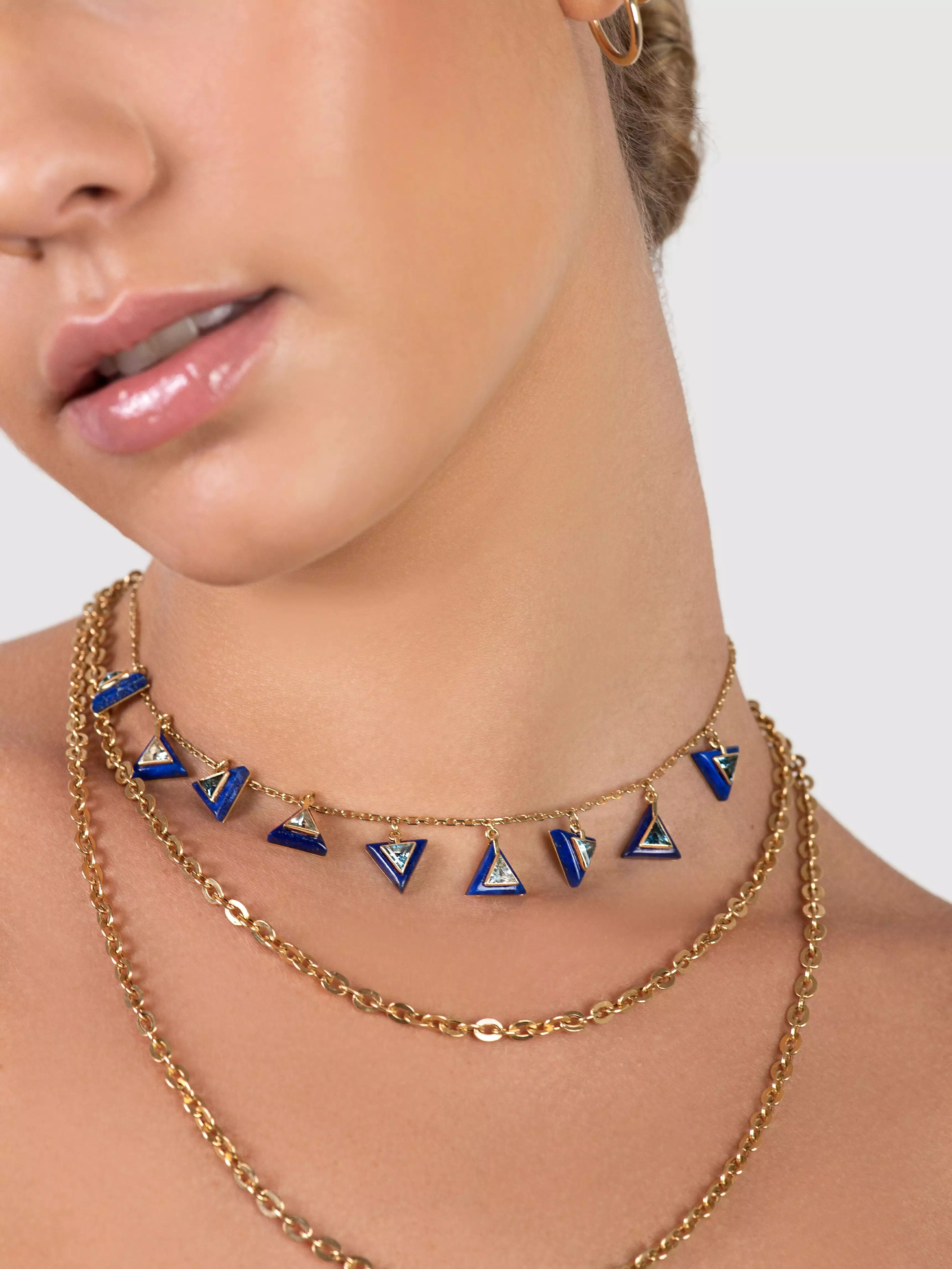 18K Gold with Lapis Lazuli And Topaz Necklace