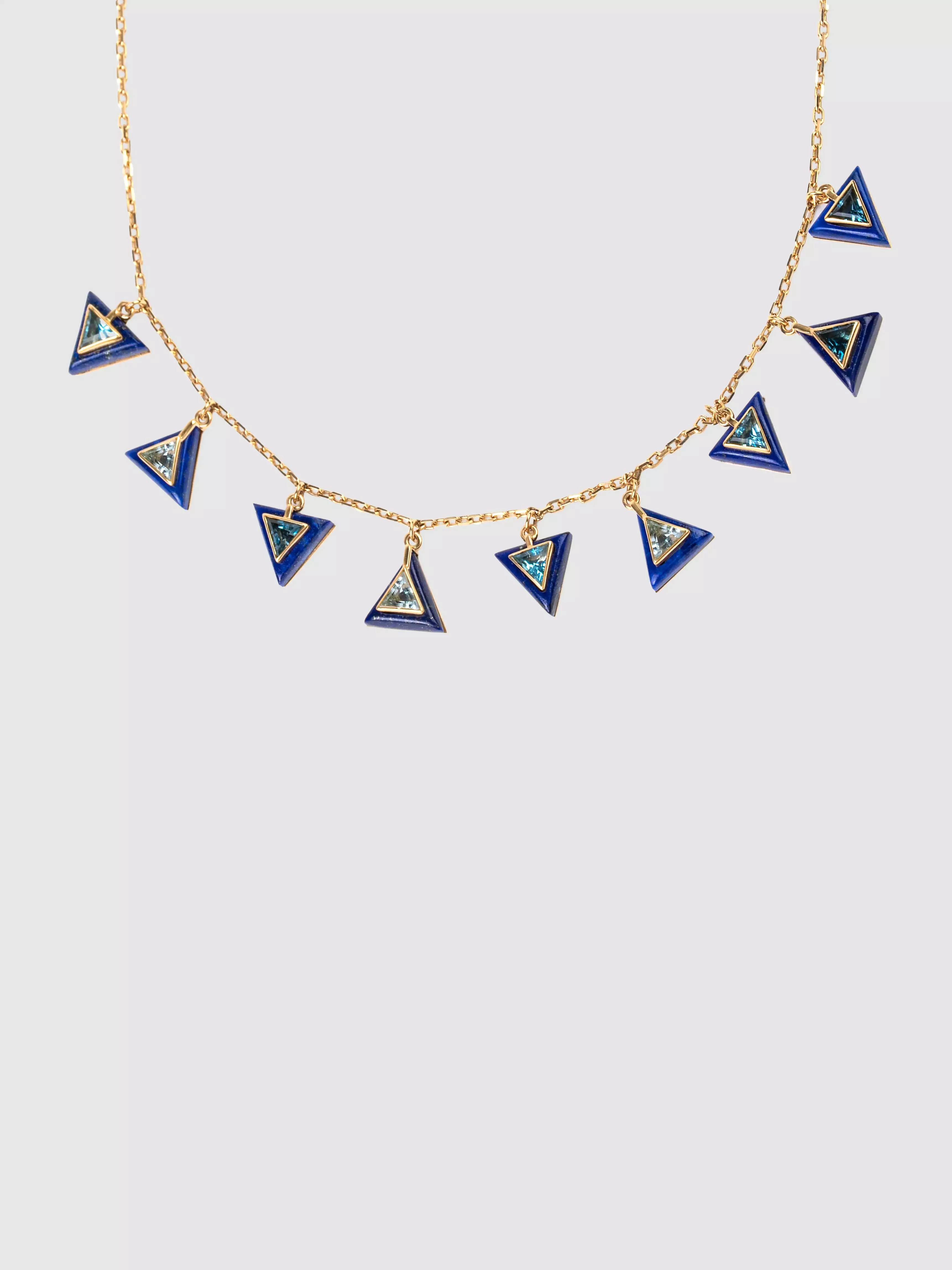 18K Gold with Lapis Lazuli And Topaz Necklace