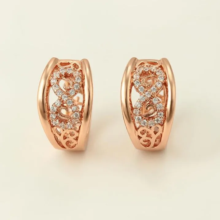 18K Rose Gold Plated Infinity Earrings and Ring Set