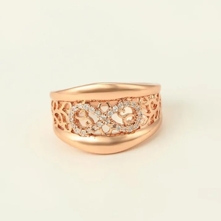 18K Rose Gold Plated Infinity Earrings and Ring Set