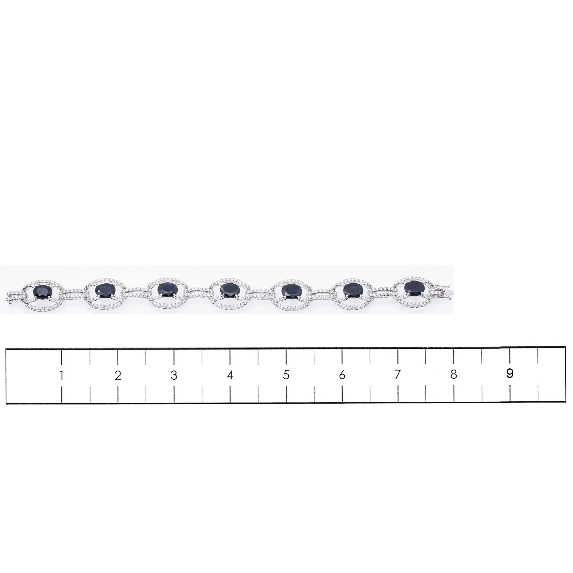 18K White Gold Diamond Bracelet with Round Shaped Sapphires