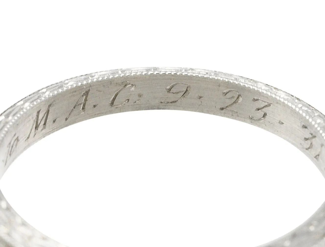 1920's H. Oppenheimer Co. Art Deco Platinum Engraved Wheat Band Ring