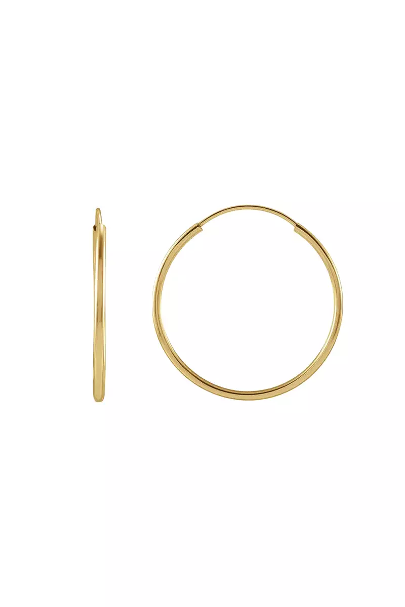 20mm Flexible Endless Hoop Earrings - Yellow Gold