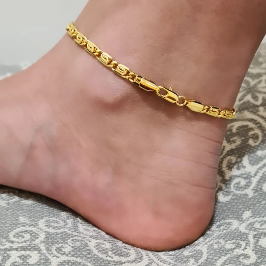 24k Gold Plated Snail Chain Anklet