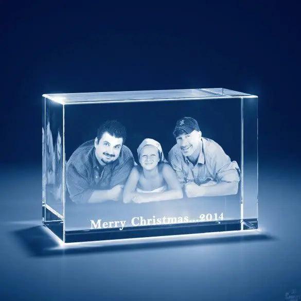 2D/3D Laser Engraved Crystal Cube Photo Frame with 1-4 People