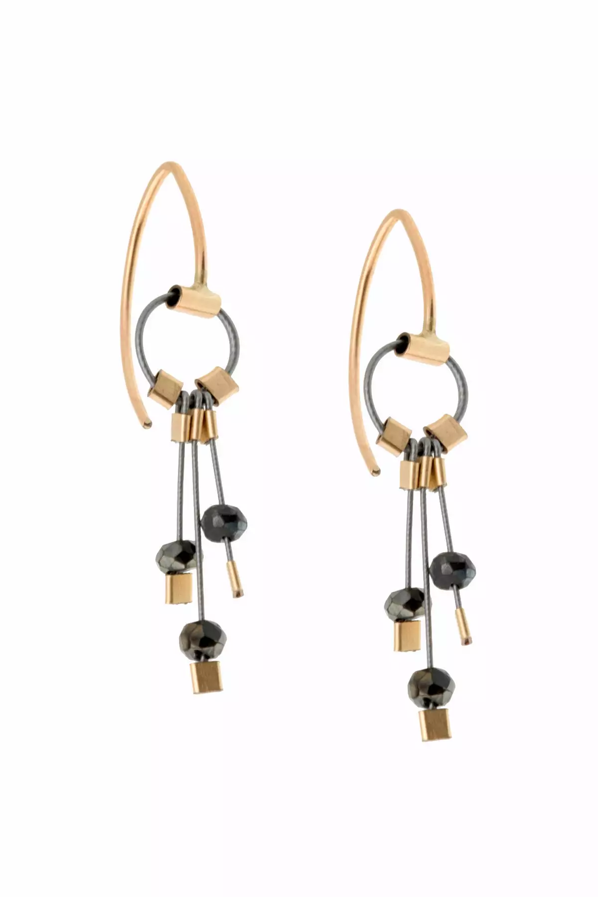 Aerial Hooks Earrings in Spinel/Gunmetal