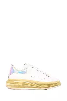 Alexander McQueen White/Iridescent Air Bubble Platform Sneakers Size 39