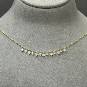 Alternating Opal Bezels and Diamond Clusters Necklace