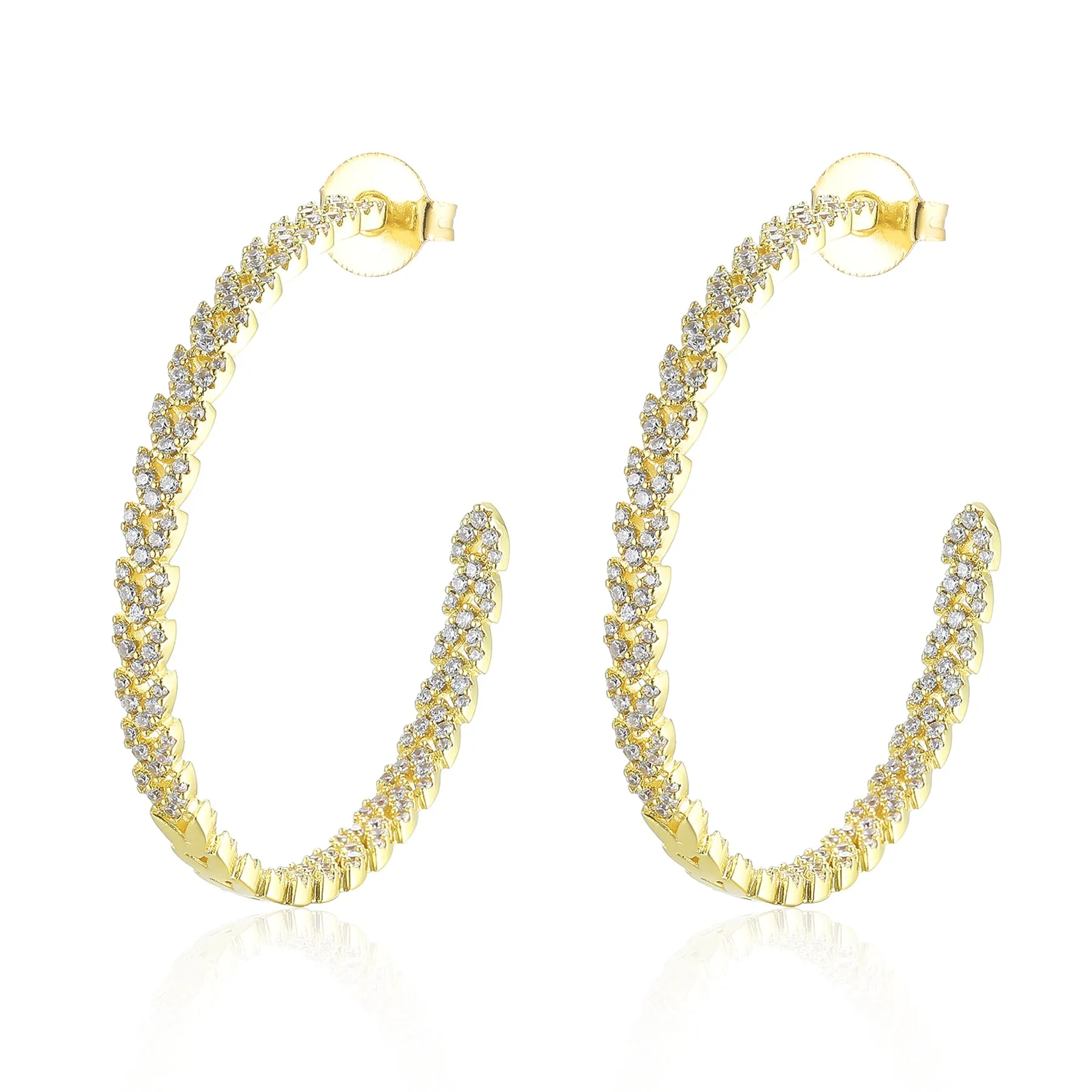 Amille Designer Crystal Hoops in Gold