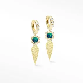 Athena 7mm Doublet Opal 18k Yellow Gold Convertible Earrings