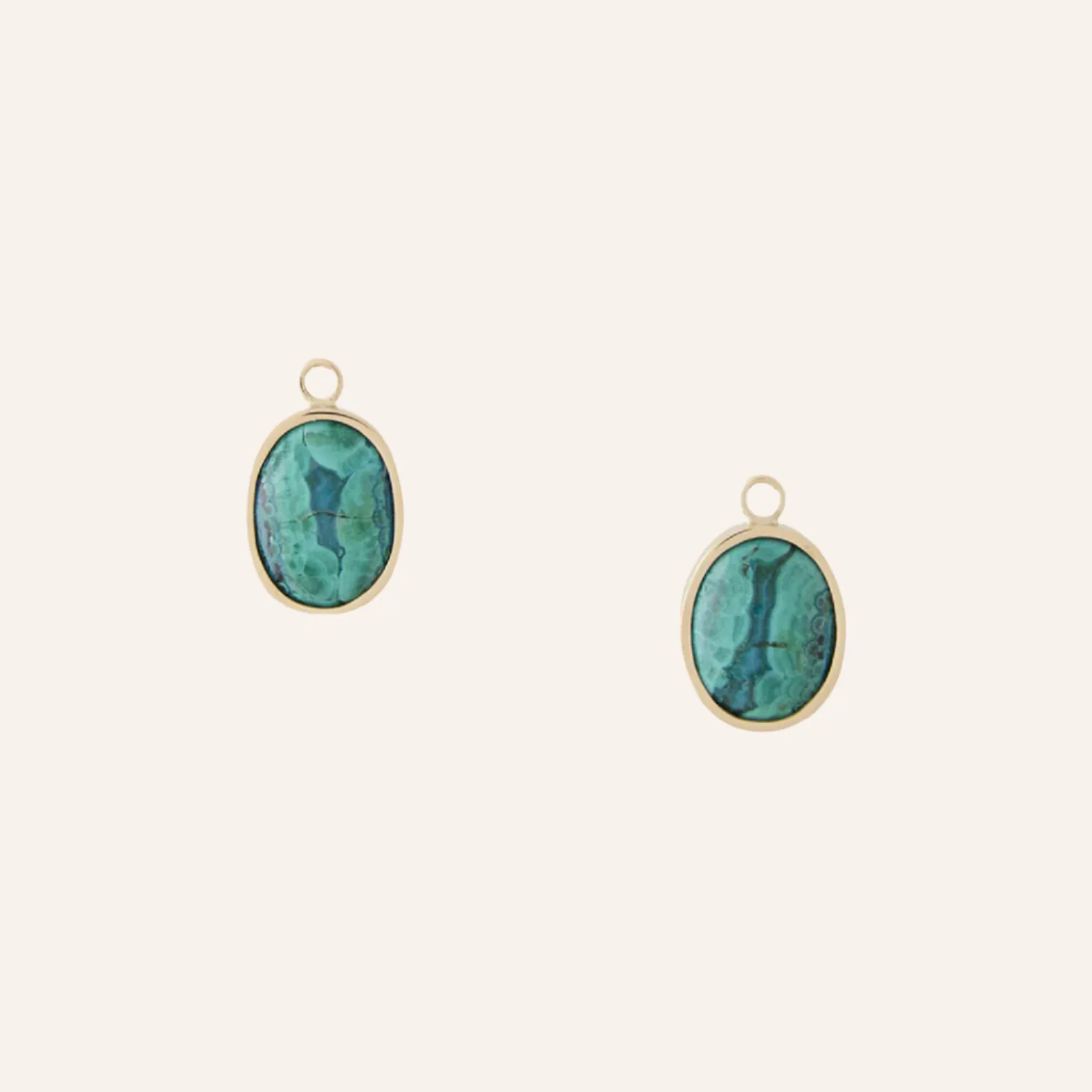 Azurite Malachite Small Oval Cabochon Earring Drops