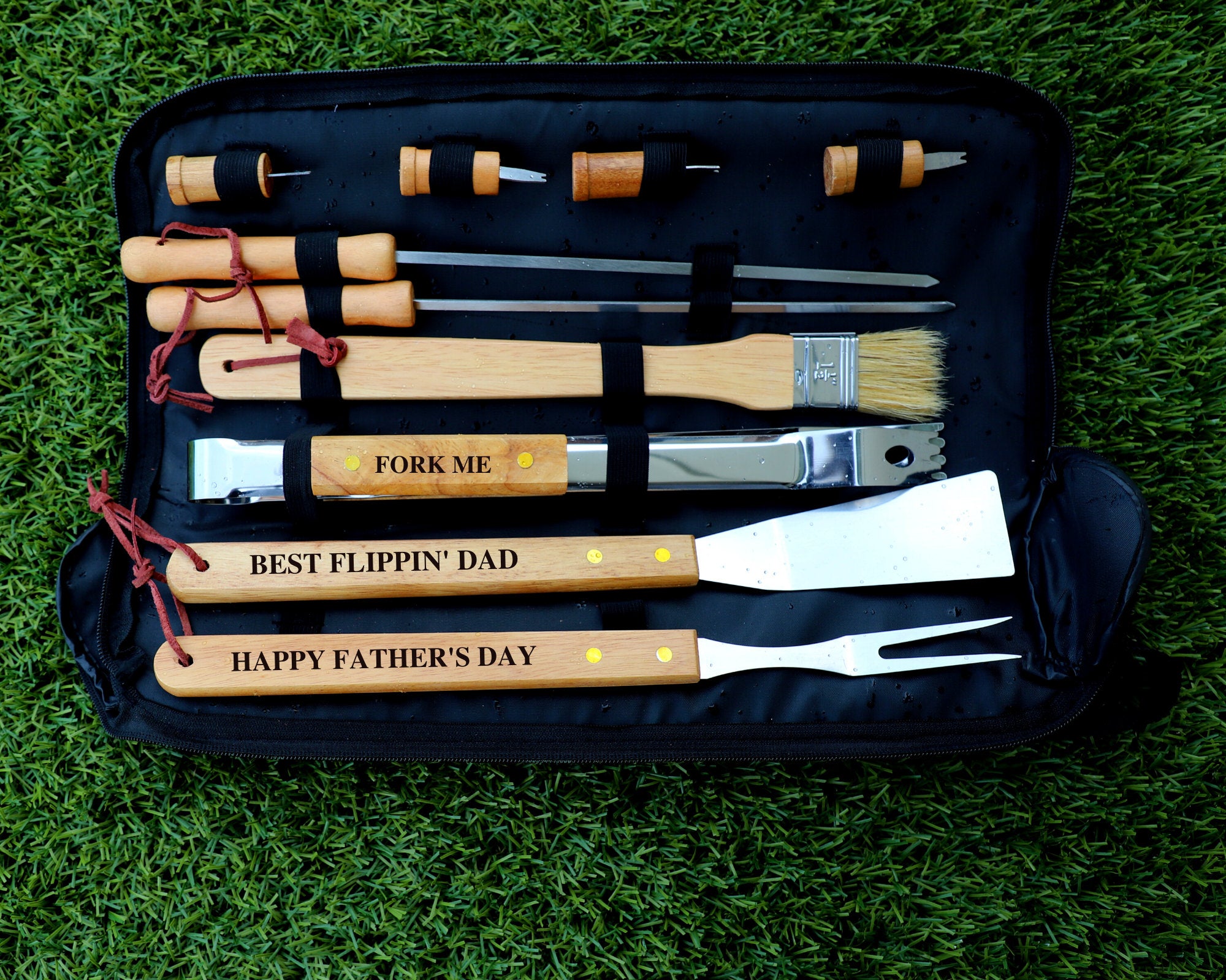 BBQ Set in Carrying Case, BBQ Set for Him, Fathers Day Gift, Gift for Husband, Personalized BBQ Set, Engraved Grill Set, Birthda