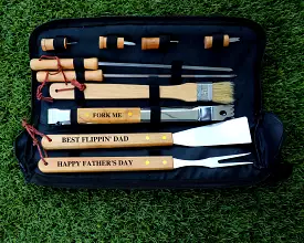 BBQ Set in Carrying Case, BBQ Set for Him, Fathers Day Gift, Gift for Husband, Personalized BBQ Set, Engraved Grill Set, Birthda