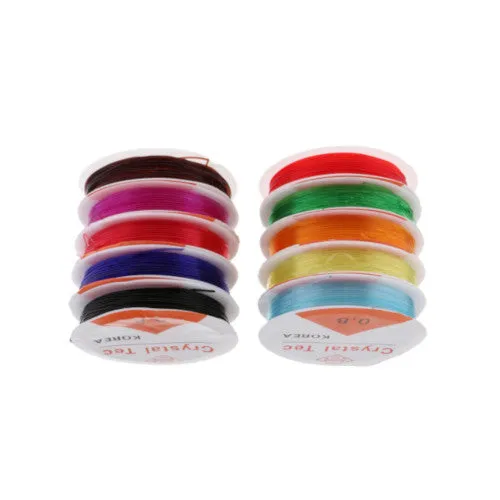 Beading Thread, Elastic, Stretch, Crystal Tec, Assorted Colors, 0.8mm