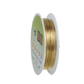 Beading Wire, Copper Wire, Gold Plated, Round, 0.6mm, 22 Gauge