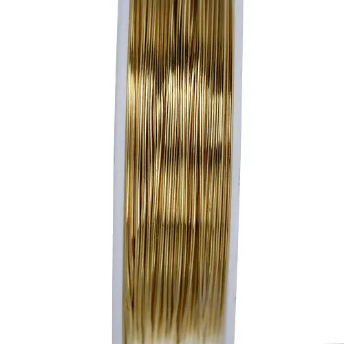 Beading Wire, Copper Wire, Gold Plated, Round, 0.6mm, 22 Gauge