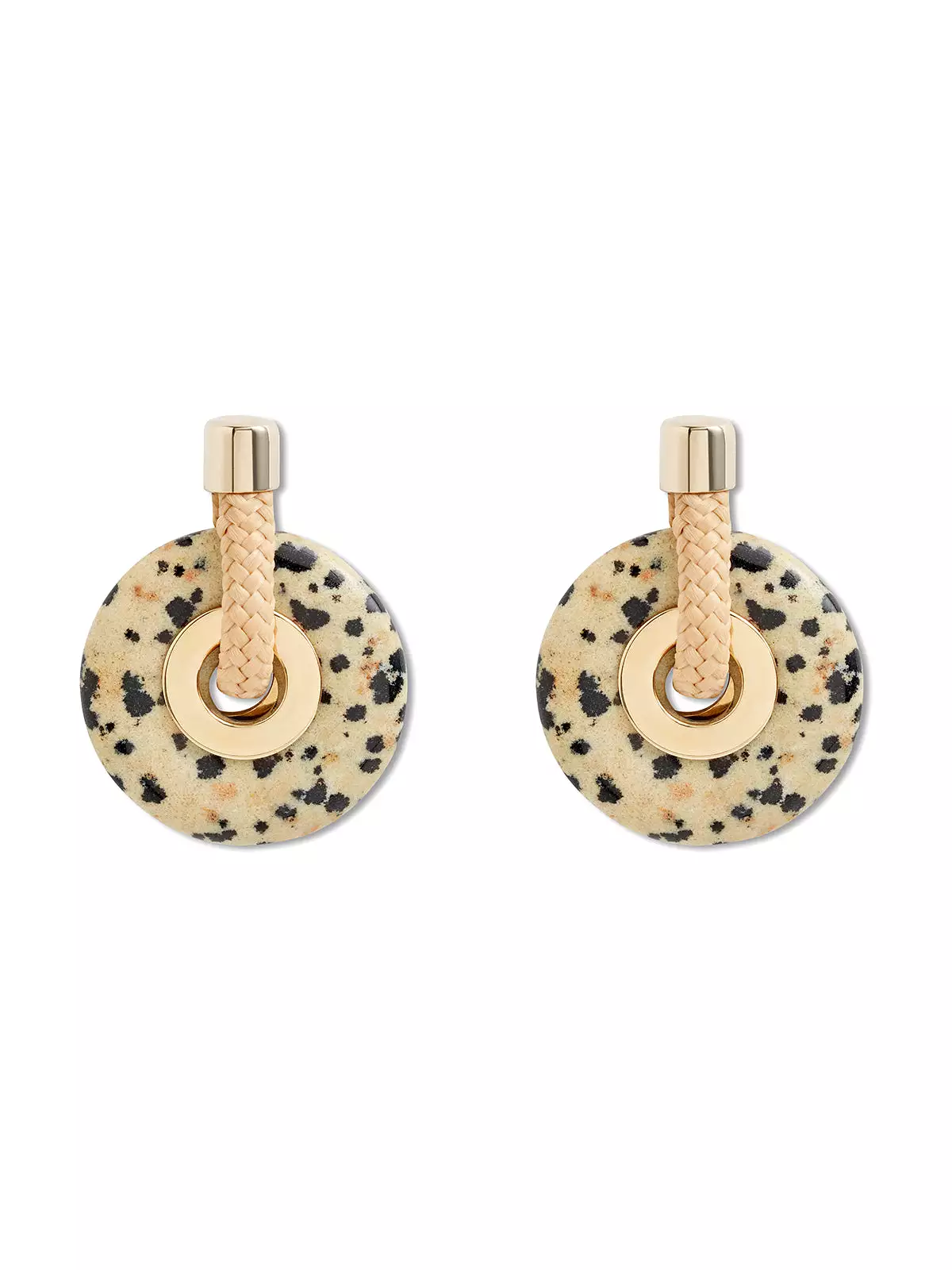 Beige Dalmatian Jasper Ousia Earrings