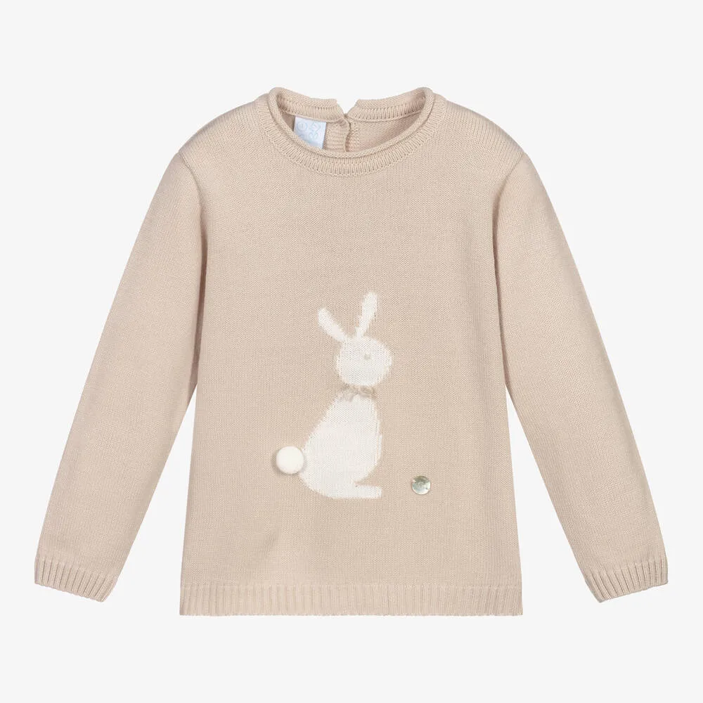 Beige Knitted Bunny Sweater