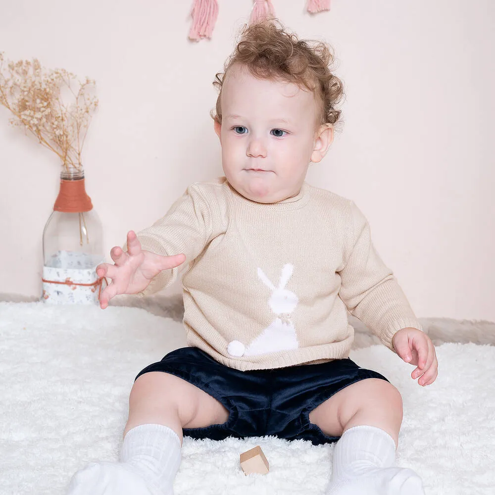 Beige Knitted Bunny Sweater