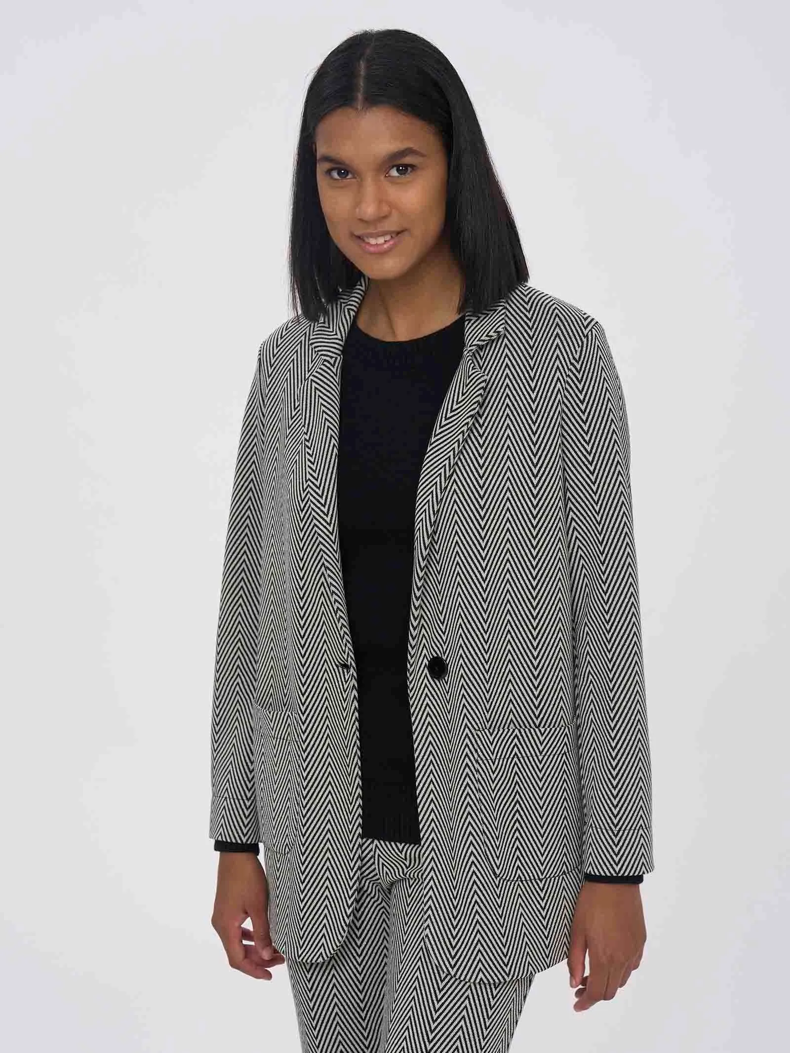 Blazer destrutturato in Eco Jacquard - Fant.Nero