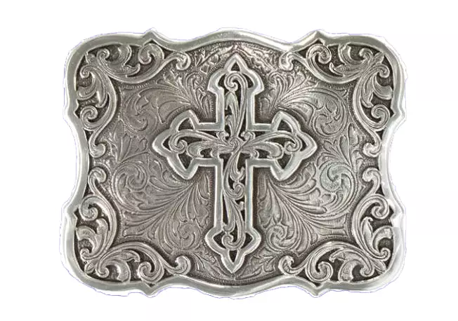 Blazin Roxx® Ladies Cross Filigree Square Silver Belt Buckle