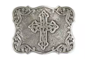 Blazin Roxx® Ladies Cross Filigree Square Silver Belt Buckle