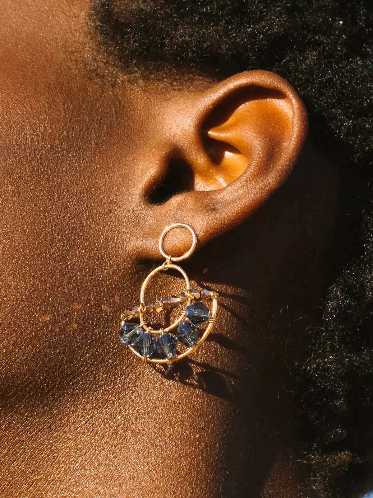 Blue Olakira Half Moon Earrings