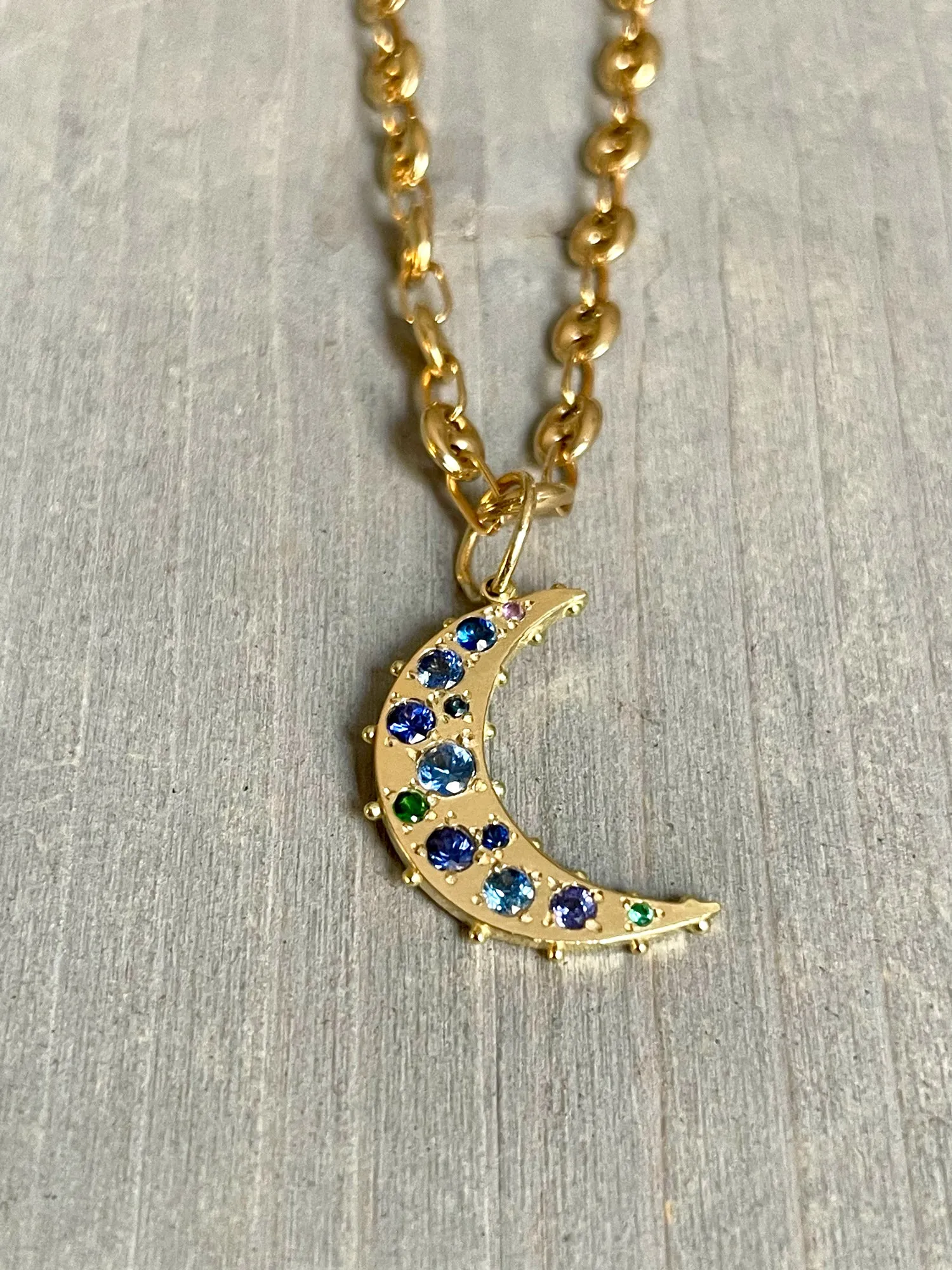 BOHEME BLUE SAPPHIRES CRESCENT MOON CHARM