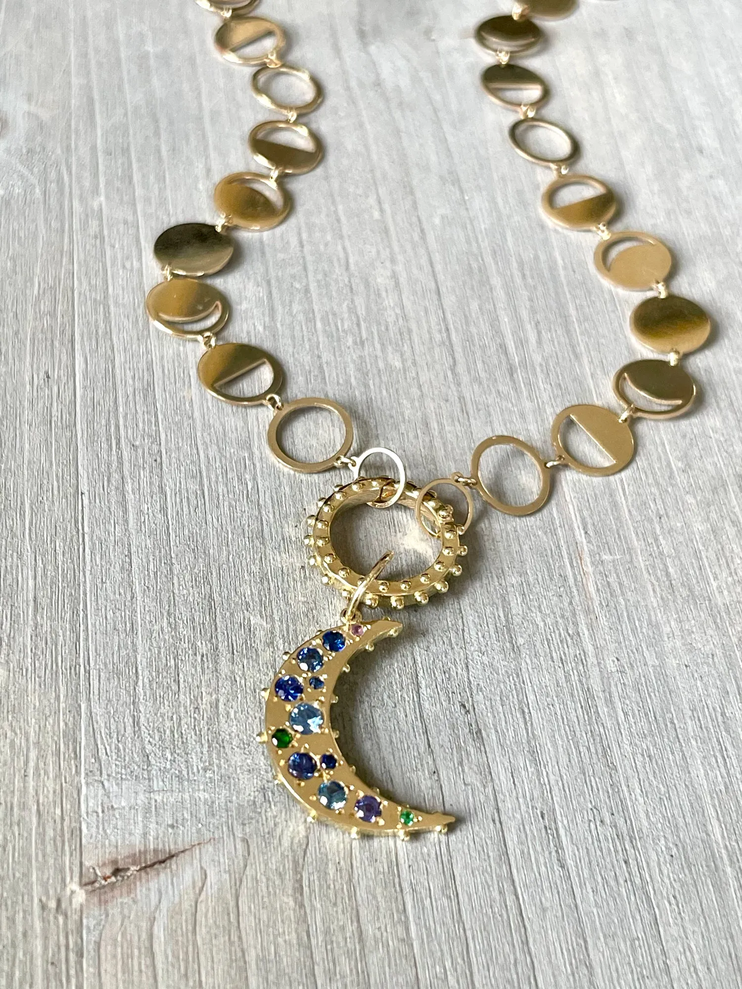 BOHEME BLUE SAPPHIRES CRESCENT MOON CHARM