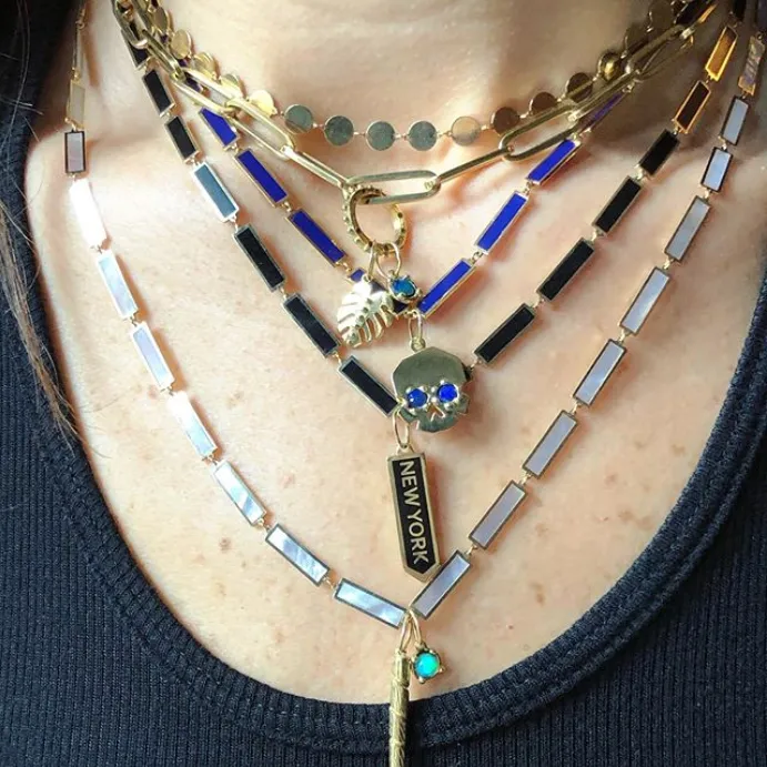 BOHEME LA BELLE LAPIS LAZULI INLAY GOLD CHAIN rts