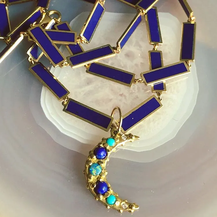 BOHEME LA BELLE LAPIS LAZULI INLAY GOLD CHAIN rts