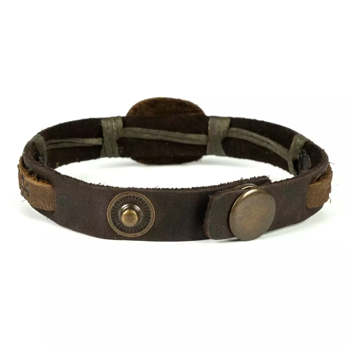 Brown Leather Bracelet “Tryzub”