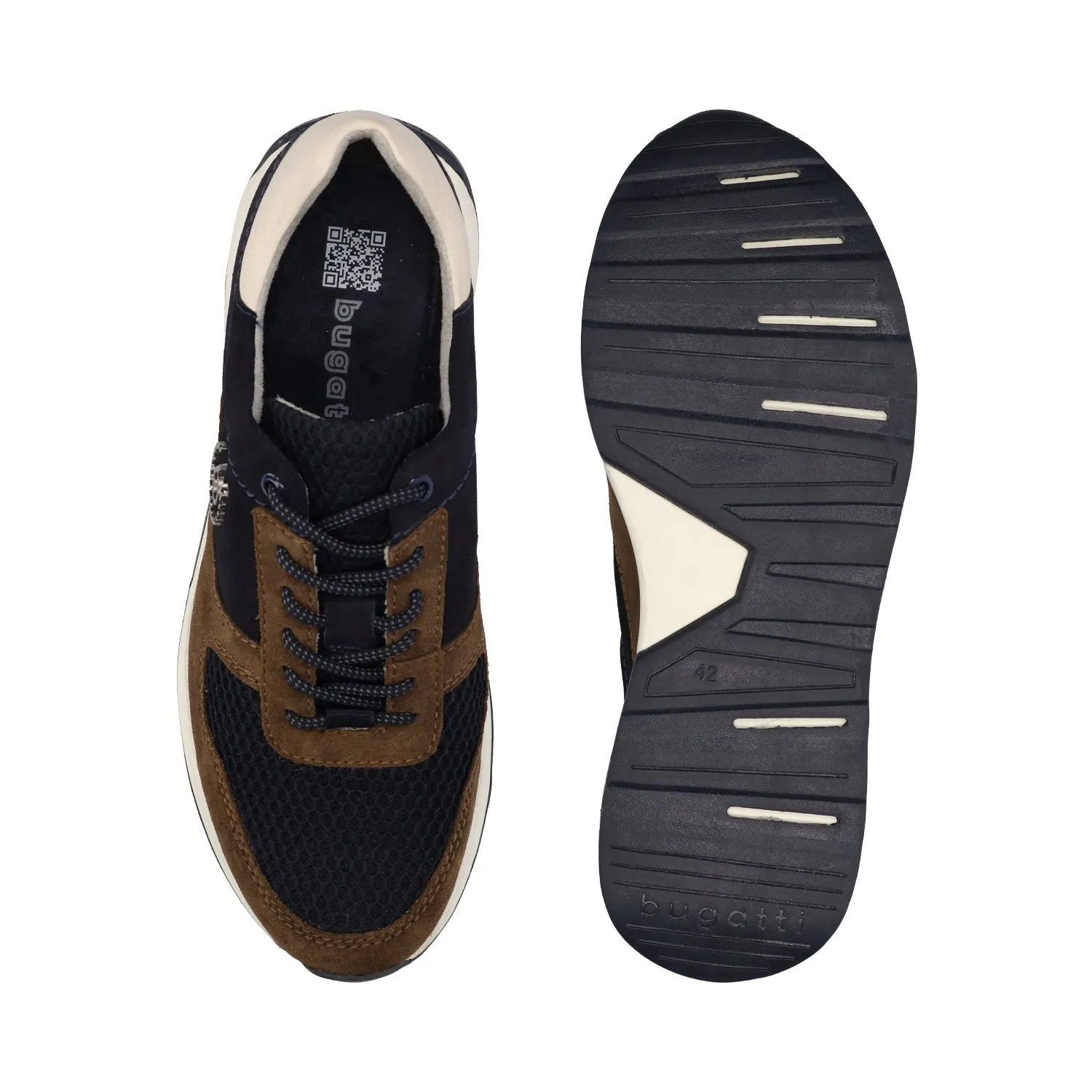 bugatti Brown & Dark Blue Suede Leather Sneakers