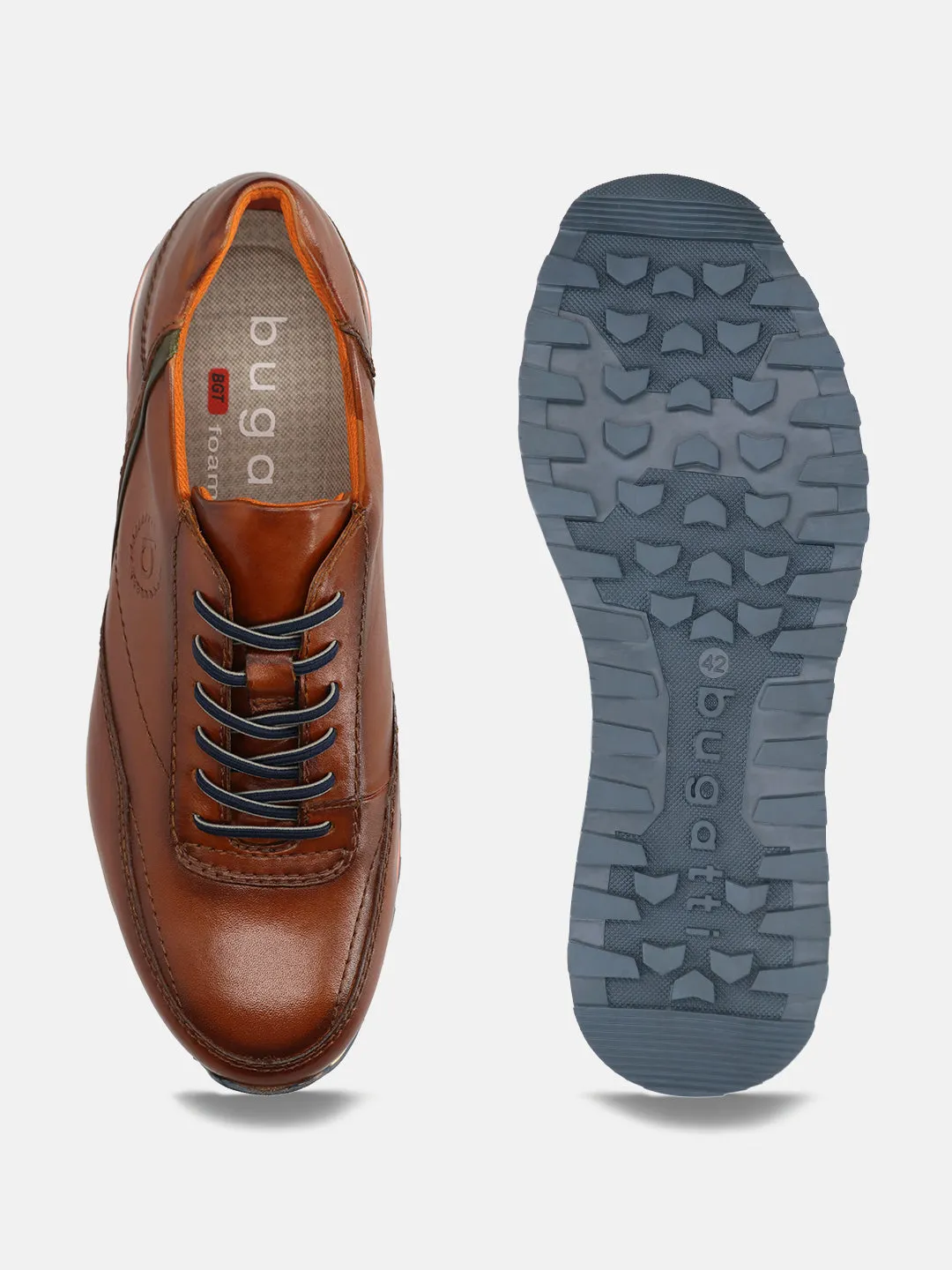 bugatti Cognac Premium Leather Sneakers